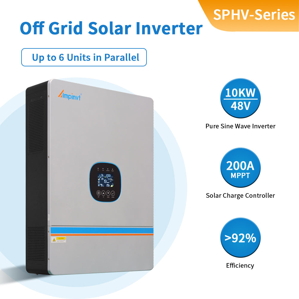 10KW 48V to 120/240V Split Phase Solar Inverter Charger Supports Up to 6 Units in Parallel