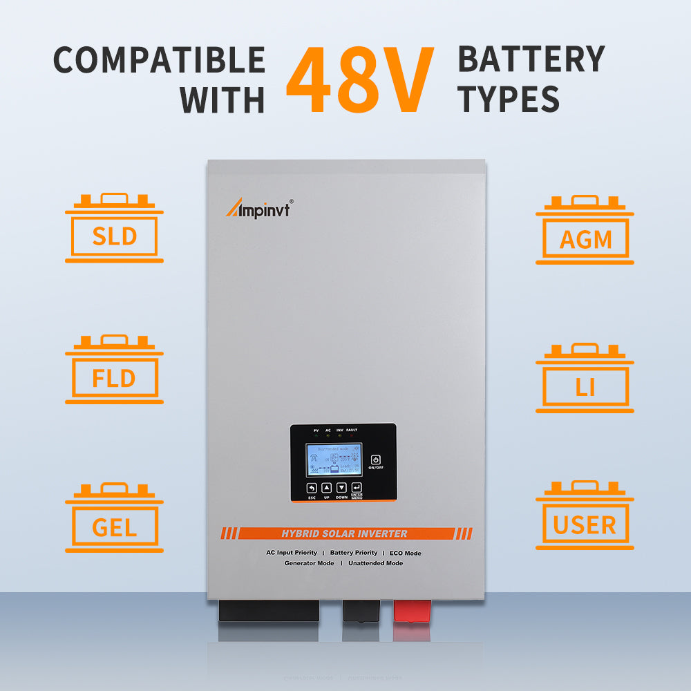 Inversor cargador solar de onda sinusoidal pura de fase dividida de 5KW CC 48V fuera de la red