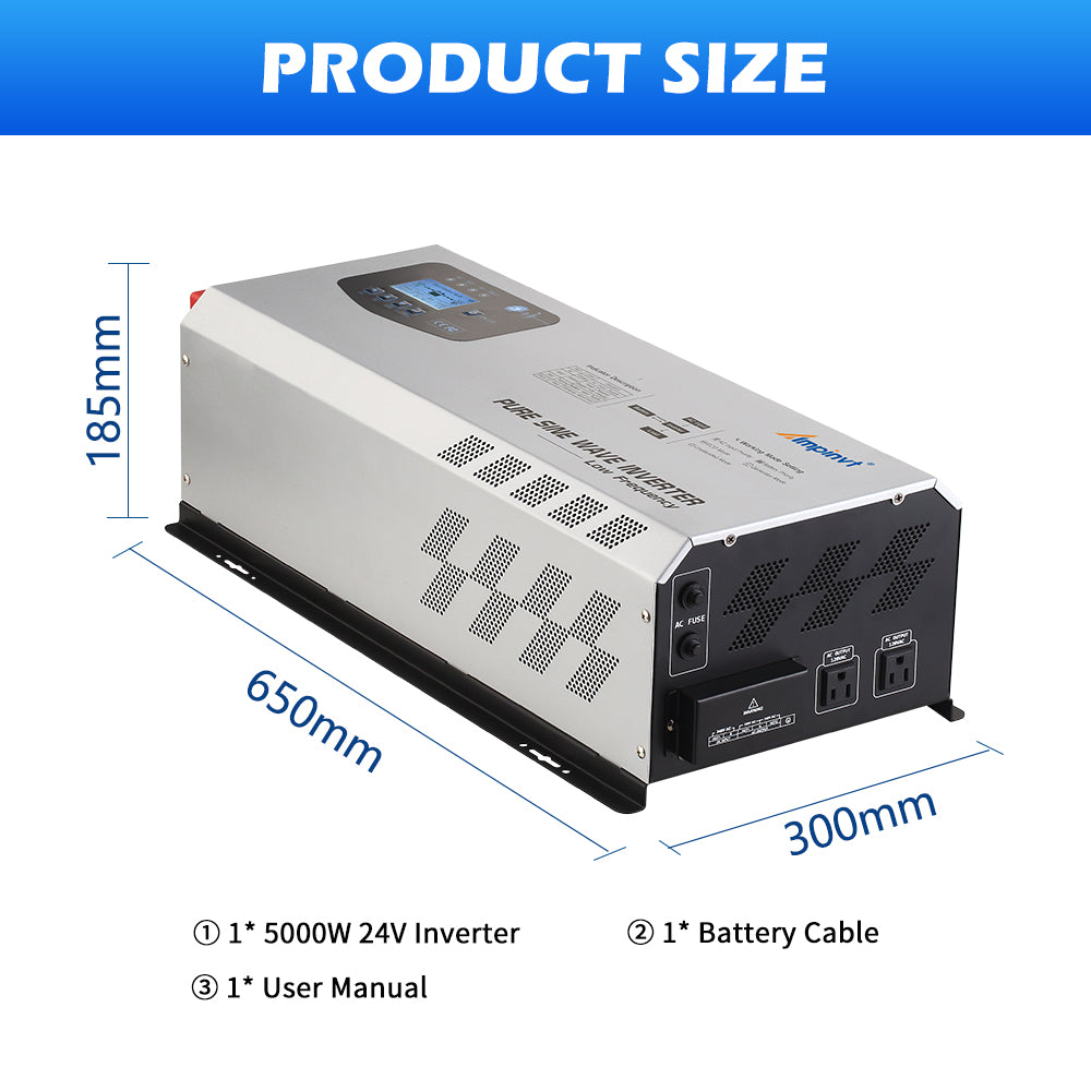 5000W DC 24V Split Phase Pure Sine wave Inverter with AC Charger
