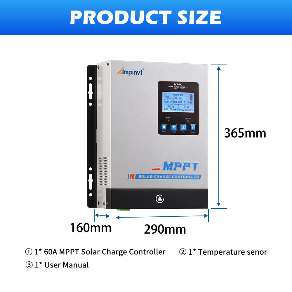 Controlador de carga solar MPPT de 60 A, CC de 12 V, 24 V, 36 V, 48 V, PV, entrada máxima de 150 V