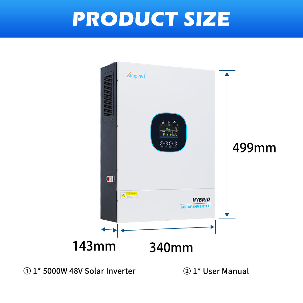 5KW 48Vdc to 120Vac Single Phase Hybrid Solar Inverter