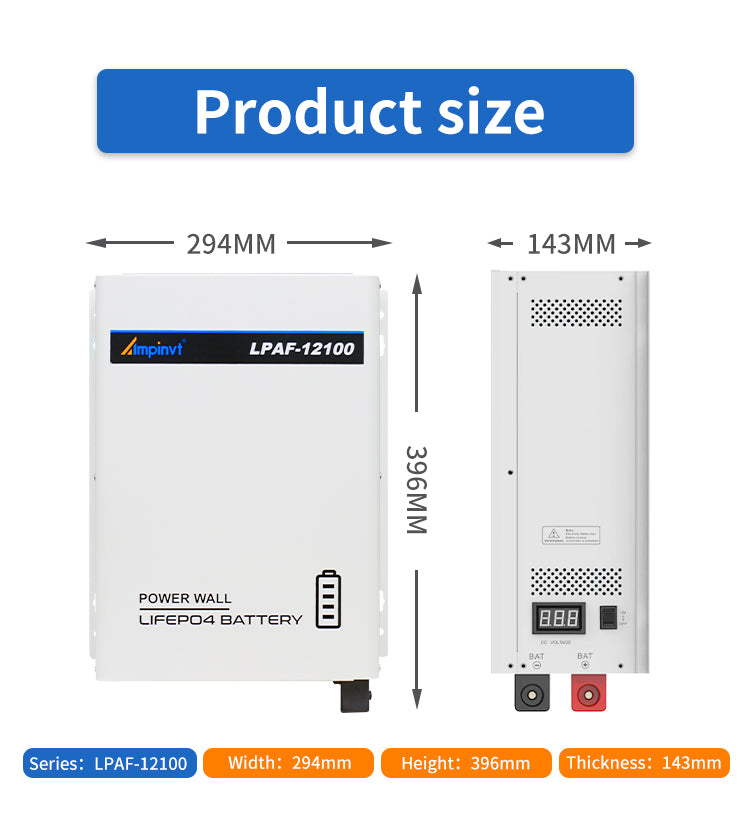 12V 100AH 1.2KWH Power Wall LiFePO4 Lithium Battery with BMS LP-AF12100