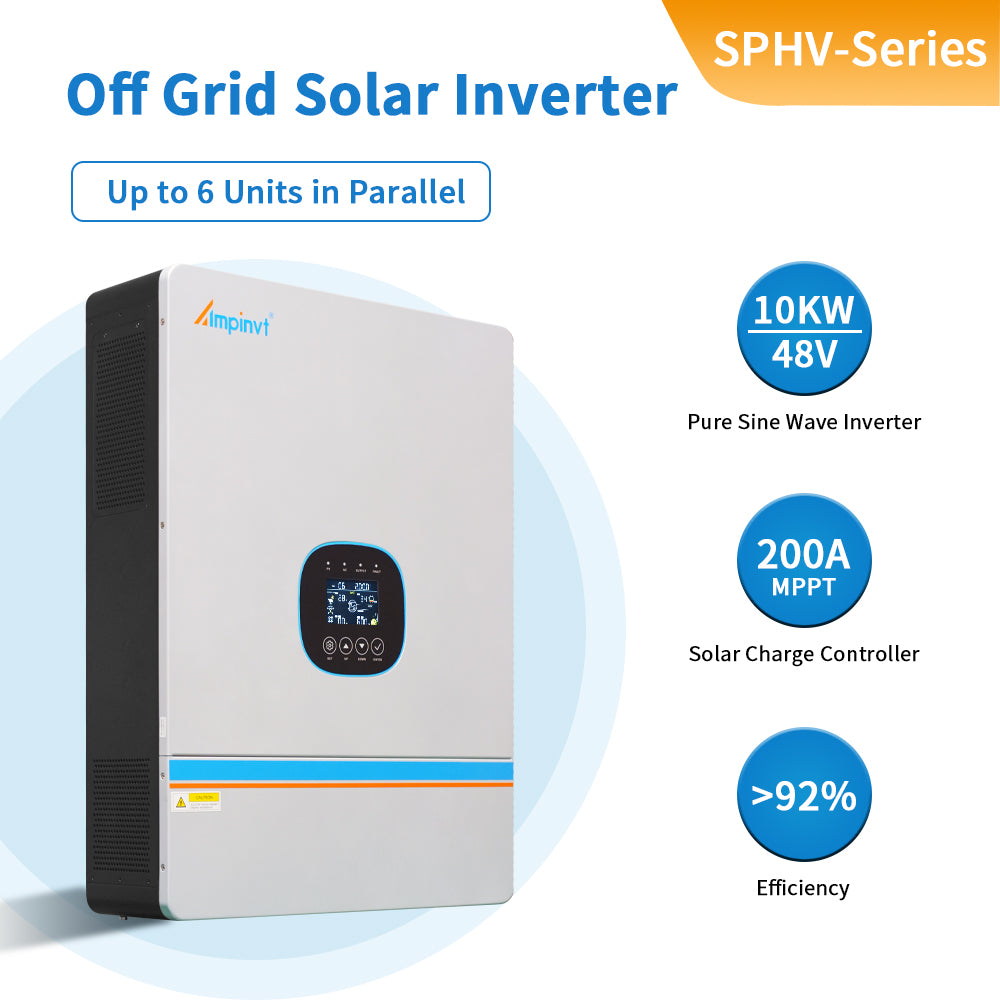10KW 48V to 120/240V Split Phase Solar Inverter Charger Supports Up to 6 Units in Parallel
