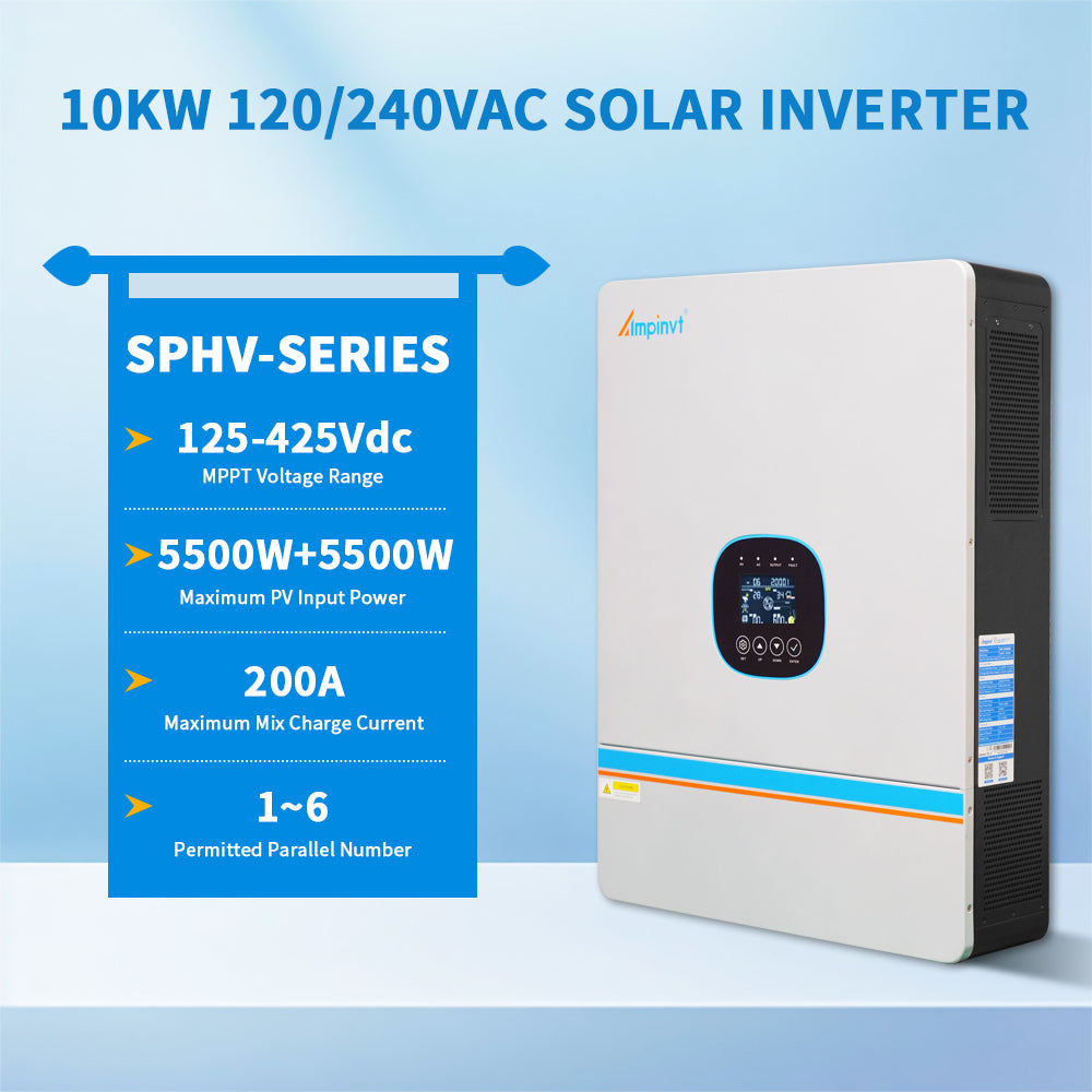 10KW 48V to 120/240V Split Phase Solar Inverter Charger Supports Up to 6 Units in Parallel