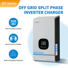 6KW 48V to 120/240V Split Phase Inverter Charger Supports Up to 6 Units in Parallel