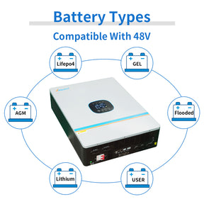 10KW 48V to 120/240V Split Phase Solar Inverter Charger Supports Up to 6 Units in Parallel