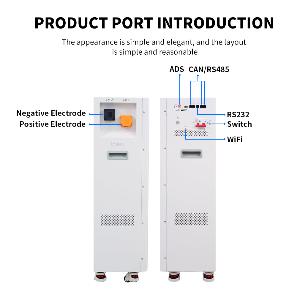 51.2V 320AH 16.4KWH Power Wall LiFePO4 Lithium Battery with 100A BMS with Bluetooth & WIFI Function