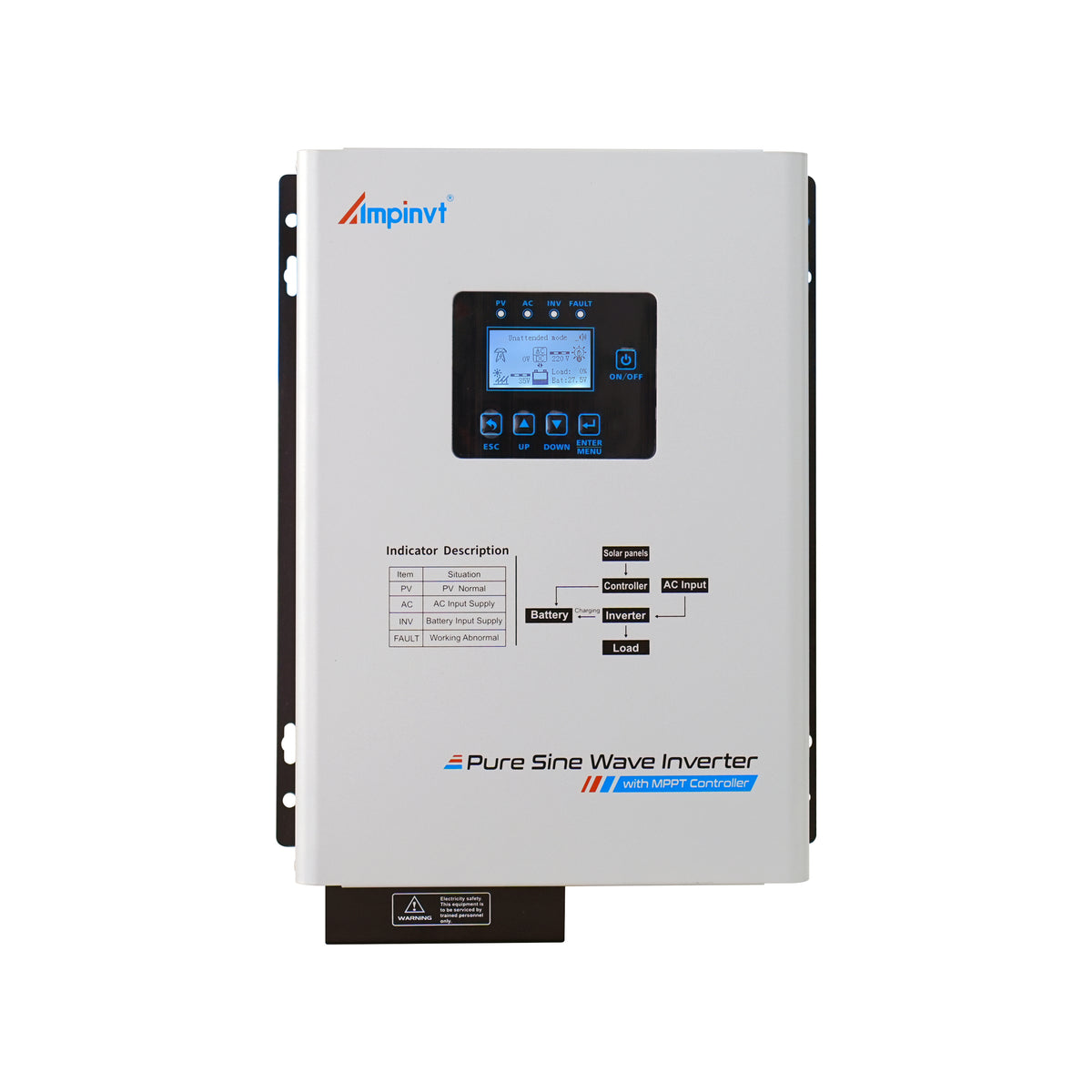 1200W 12Vdc to 120Vac Off grid Hybrid Solar Inverter 40A MPPT