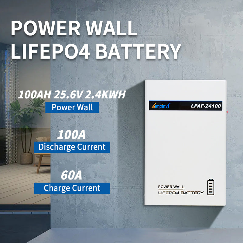 24V 100AH 2.4KWH Power Wall LiFePO4 Lithium Battery with BMS LP-AF24100